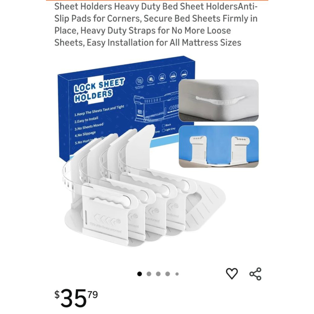 Unbranded White Bed Sheet Corner Holders One‎ Size